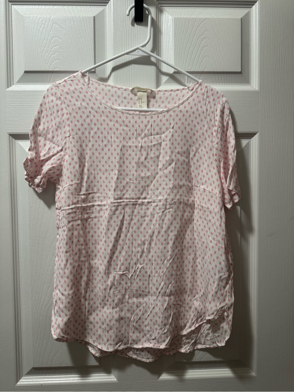 H&M White Blouse with Pink Leaf Print
